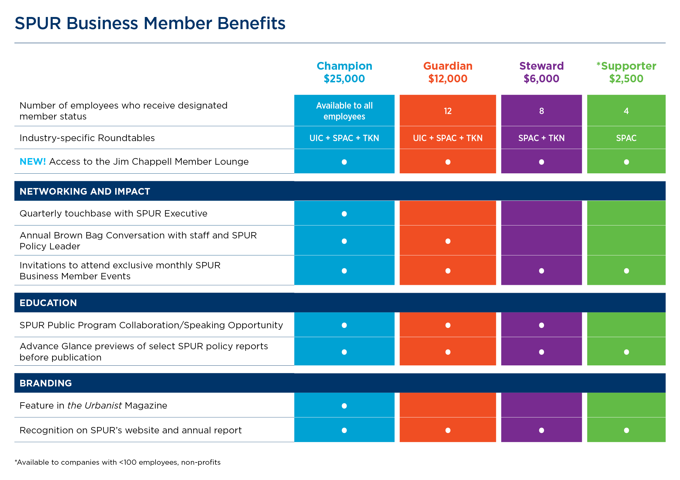 SPUR Business Member matrix