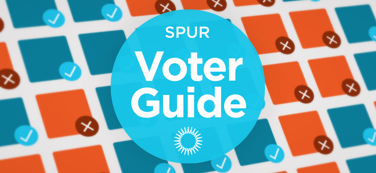 voter guide logo over blue and orange ballot measure square icons